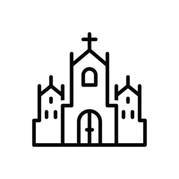 Black line icon for cathedral