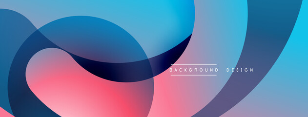 Abstract overlapping lines and circles geometric background with gradient colors
