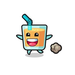 the happy orange juice cartoon with running pose
