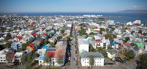 Reykjavik, the colorful capital of Iceland from above