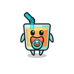 baby orange juice cartoon character with pacifier