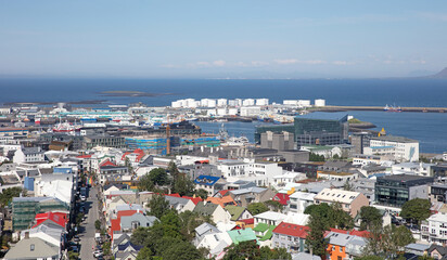 Reykjavik, the colorful capital of Iceland from above