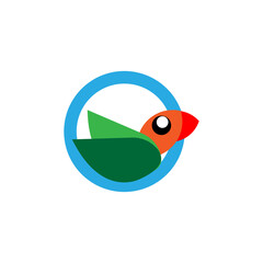 Simple bird vector illustration in blue circle