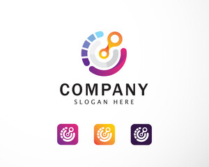 Fototapeta premium tech logo creative color icon symbol digital pixel connect world tech bio