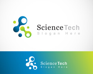science logo creative design concept color modern tech molecule education lab connect digital sign symbol