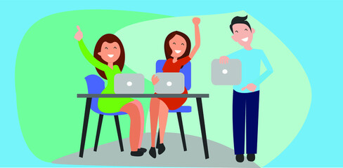 2D illustration business success concept