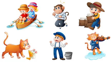 Fotobehang Set of different nursery rhyme character isolated on white background © blueringmedia