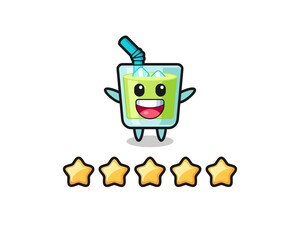 the illustration of customer best rating, melon juice cute character with 5 stars