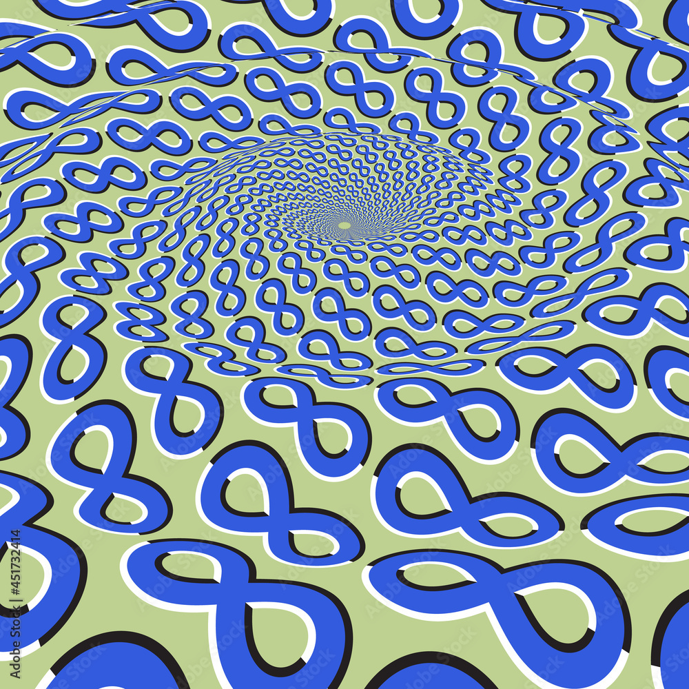 Aufkleber moving optical illusion vector abstraction. splash on the surface of blue green infinity symbol patt