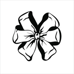 Tied bow in doodle style. Holiday celebration concept. Hand drawn vector illustration
