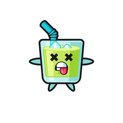 character of the cute melon juice with dead pose