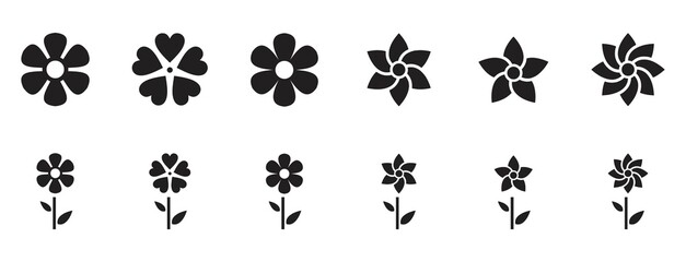 Fototapeta na wymiar Flowers icon set. Flowers isolated Flowers in modern simple cute round flower plant nature collection