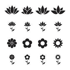 Flowers icon set. Flowers isolated  Flowers in modern simple cute round flower plant nature collection