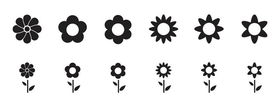 Flowers icon set. Flowers isolated  Flowers in modern simple cute round flower plant nature collection