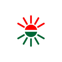 sun divided in two in red and green icon logo