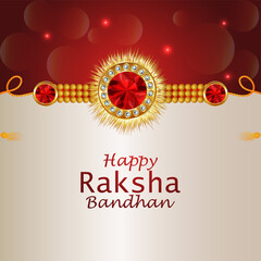 Happy raksha bandhan celebration greeting card with vector illustration of rakhi
