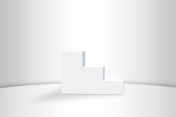 white background or horizontal blank studio room with empty floor. empty white gradient with a stand for displaying things. illustration 