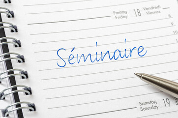 Seminar in french written on a calendar page - Séminaire