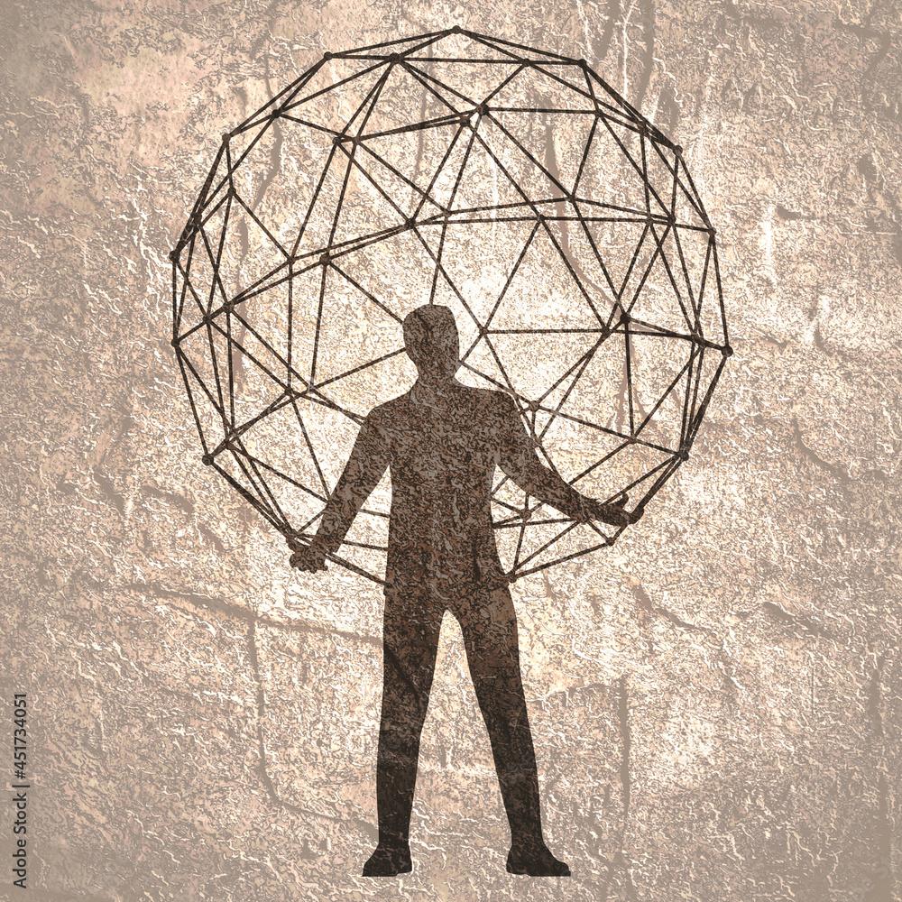 Canvas Prints man holding abstract geometry shape in his hands