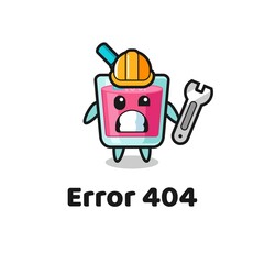 error 404 with the cute strawberry juice mascot