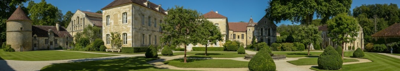 Fototapeta na wymiar The Fontenay Abbey on the town of Montbard