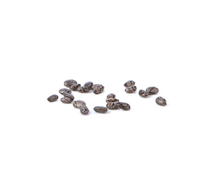 Black chia seed isolated on white background.