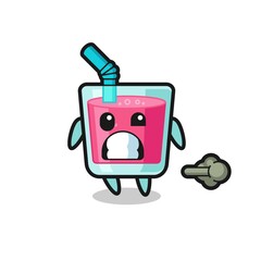 the illustration of the strawberry juice cartoon doing fart