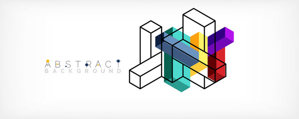 Abstract background. 3d cubes, cubic elements and blocks. Techno or business concept for wallpaper, banner, background, landing page