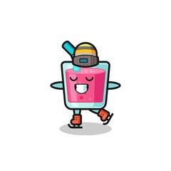 strawberry juice cartoon as an ice skating player doing perform