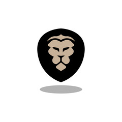 vektor of a lion's head in a shield icon logo
