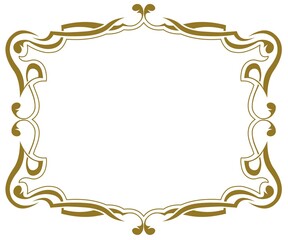 Cadre Art nouveau couleur or sur Fond blanc