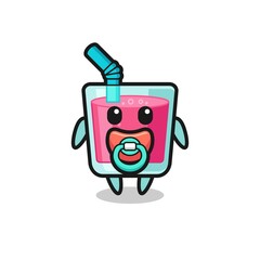 baby strawberry juice cartoon character with pacifier