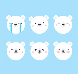 Cute simple set of hand drawn bear portraits.