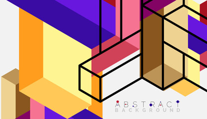 Abstract background. 3d cubes, cubic elements and blocks. Techno or business concept for wallpaper, banner, background, landing page