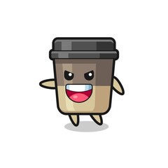coffee cup cartoon with very excited pose