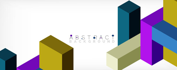 Abstract background. 3d cubes, cubic elements and blocks. Techno or business concept for wallpaper, banner, background, landing page