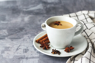 Indian masala chai tea. Spiced tea with milk
