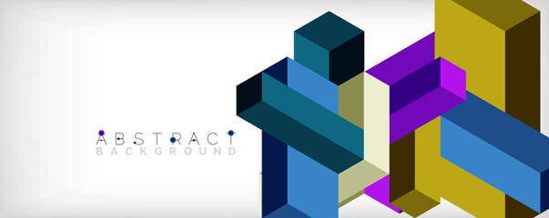 Obraz premium Abstract background. 3d cubes, cubic elements and blocks. Techno or business concept for wallpaper, banner, background, landing page