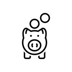 Black line icon for piggy bank
