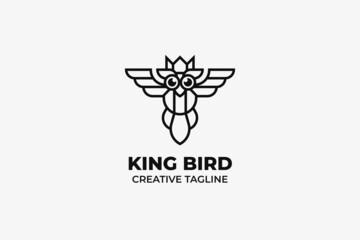 King Bird Simple Monoline Logo