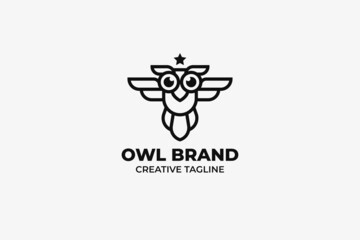 Owl Bird Simple Monoline Logo