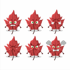 Red autumn leaf cartoon character with various angry expressions