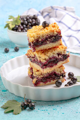 Slices of homemade pie with berry filling.