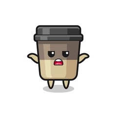 coffee cup mascot character saying I do not know