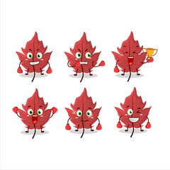 A sporty red autumn leaf boxing athlete cartoon mascot design