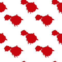 Fototapeta premium Seamless vector pattern with red blood spots for Halloween. Repetitive blotchy abstract ornament on white background. Designs for textiles, web, social media, packaging,wrapping paper,fabric.