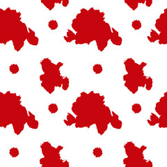 Seamless vector pattern with red blood spots for Halloween. Repetitive blotchy abstract ornament on white background. Designs for textiles, web, social media, packaging,wrapping paper,fabric.