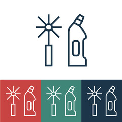 Vector linear icon with brush and cleaner