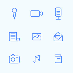 Media icon set. Line icon set designed for multipurpose.
 