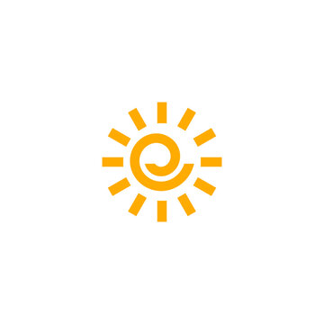 initial letter e with sun symbol logo design. minimal vector graphic alphabet template.